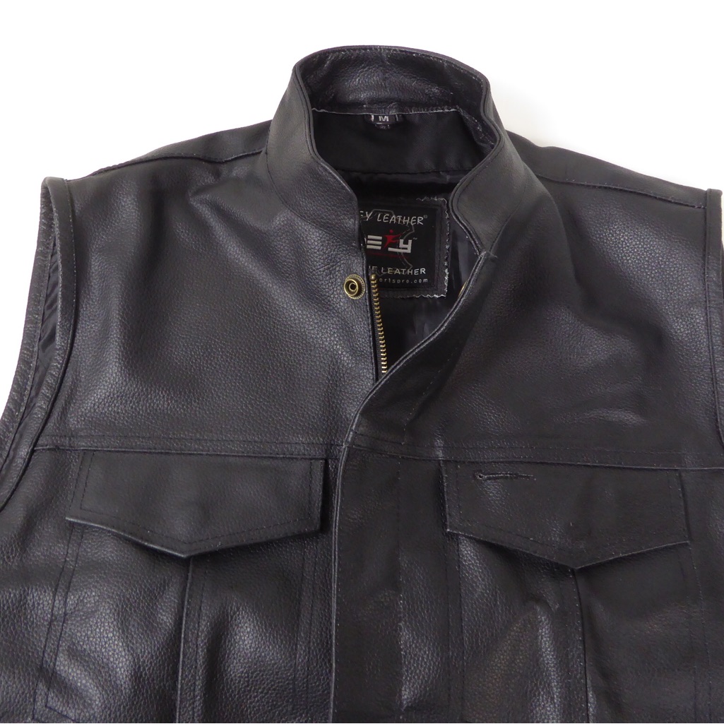 Leather Motorcycle Vest Cut Defy Leather Interior Pockets Full Zip Phone Nwot